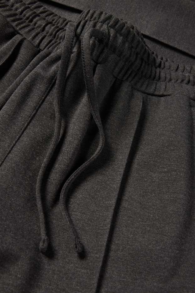 Dámské - Žerzejové kalhoty - mid waist - tapered fit - tmavošedá