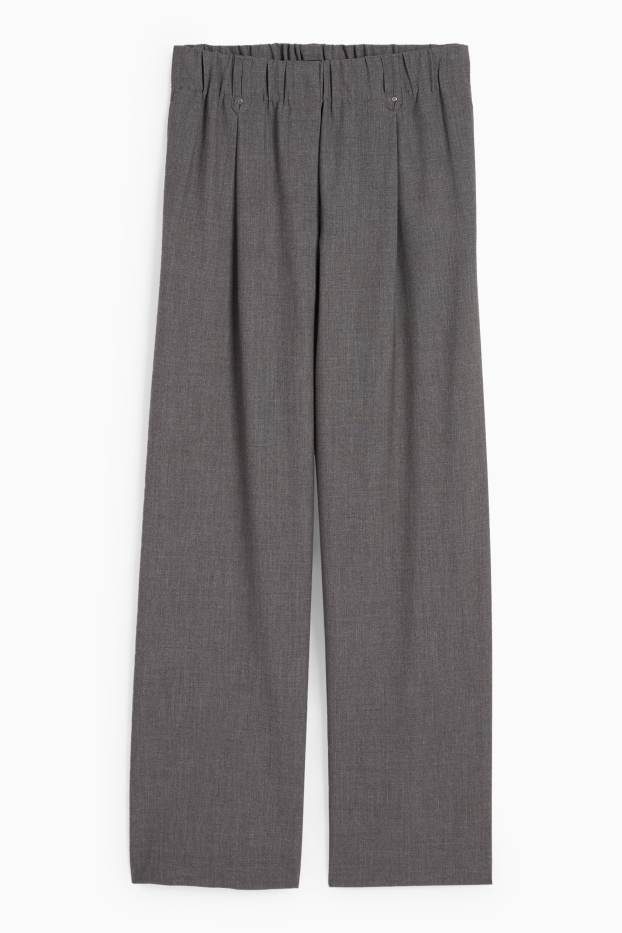 Femmes - Pantalon en toile - mid waist - tapered fit - gris