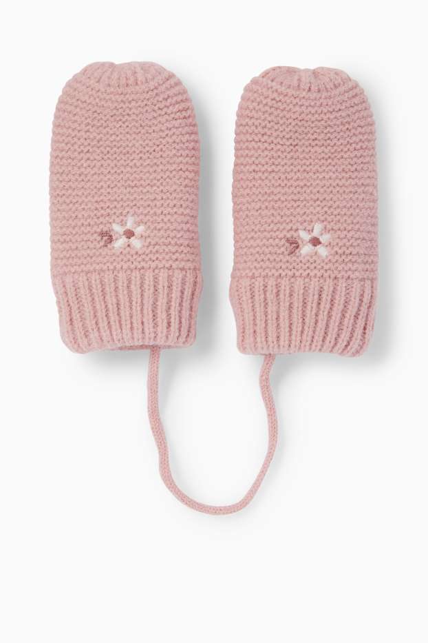 Baby: meisjes - Bloemetje - babywantjes - roze
