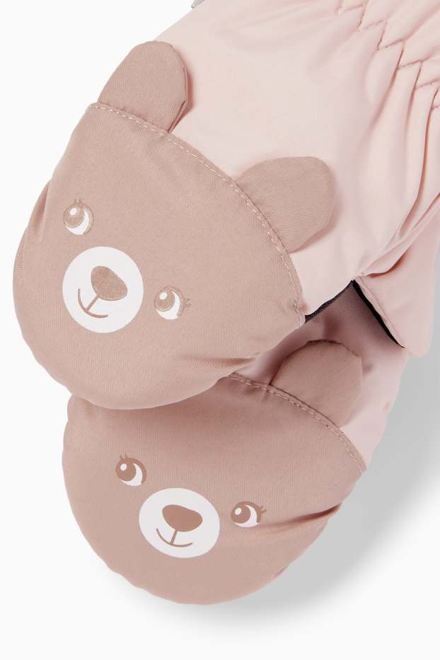 Baby Mädchen - Bärchen - Baby-Fäustlinge - gefüttert - rosa