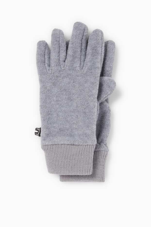 Kinder Mädchen - Fleece-Handschuhe - hellgrau