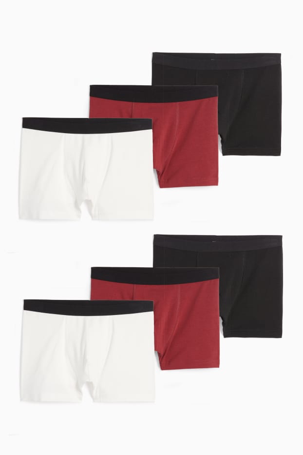 Kinderen: jongens - Set van 6 - boxershorts - zwart / rood