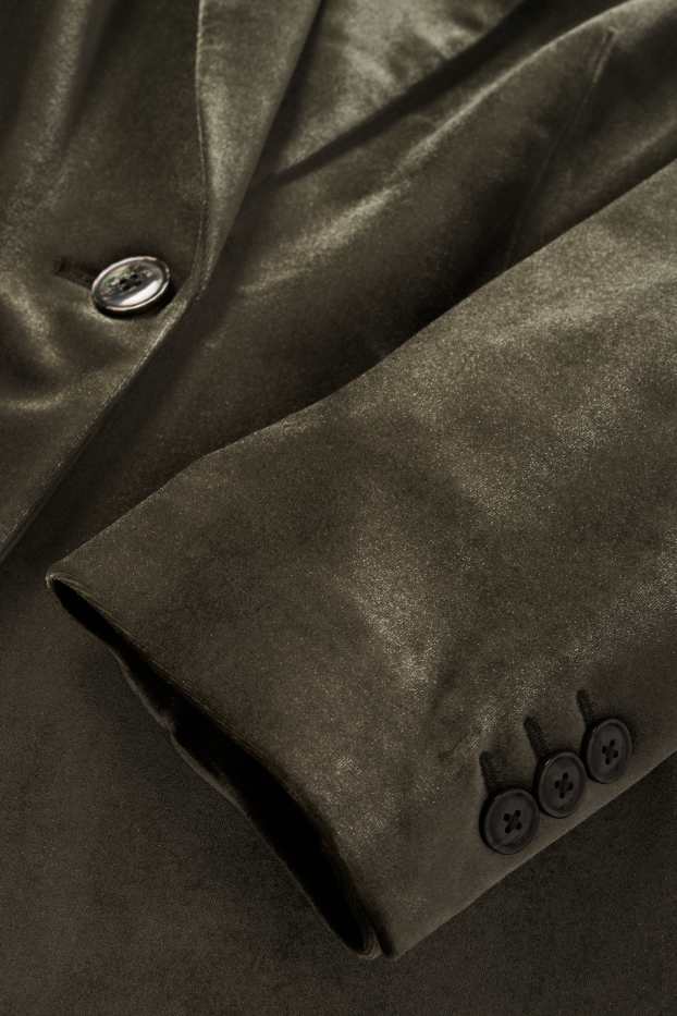 Women - Long velvet blazer - regular fit - green