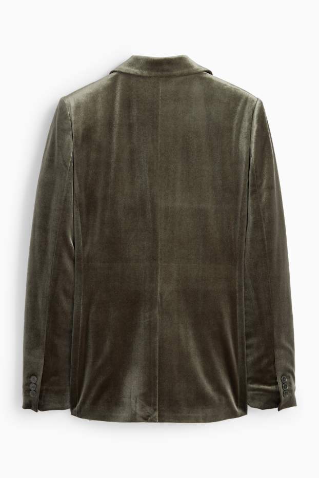 Women - Long velvet blazer - regular fit - green