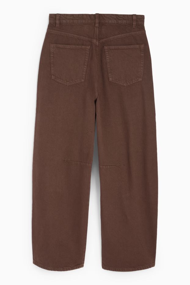 Dámské - Balloon jeans - mid waist - hnědá