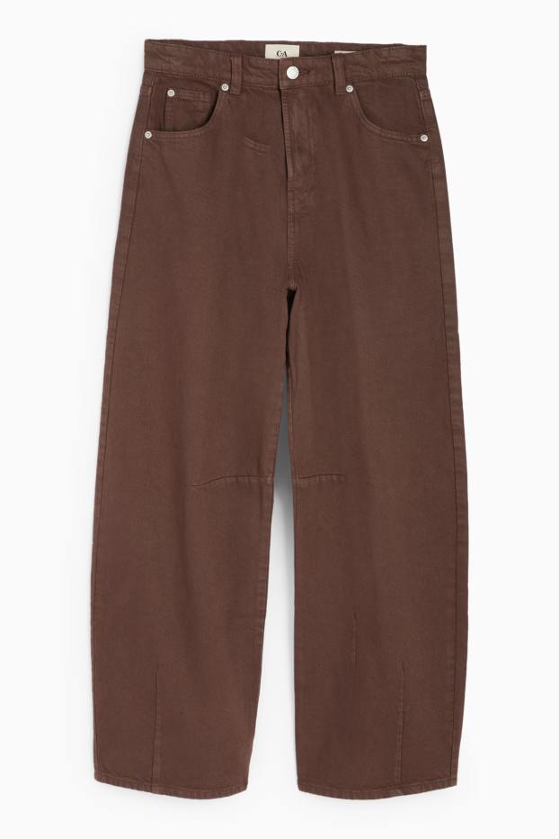 Dámské - Balloon jeans - mid waist - hnědá