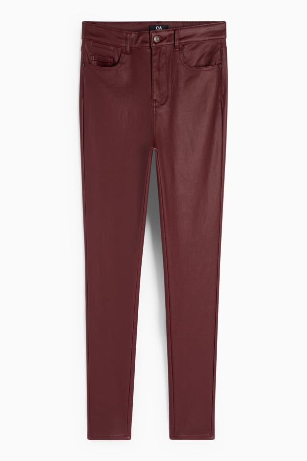 Damen - Stoffhose - High Waist - Skinny Fit - bordeaux