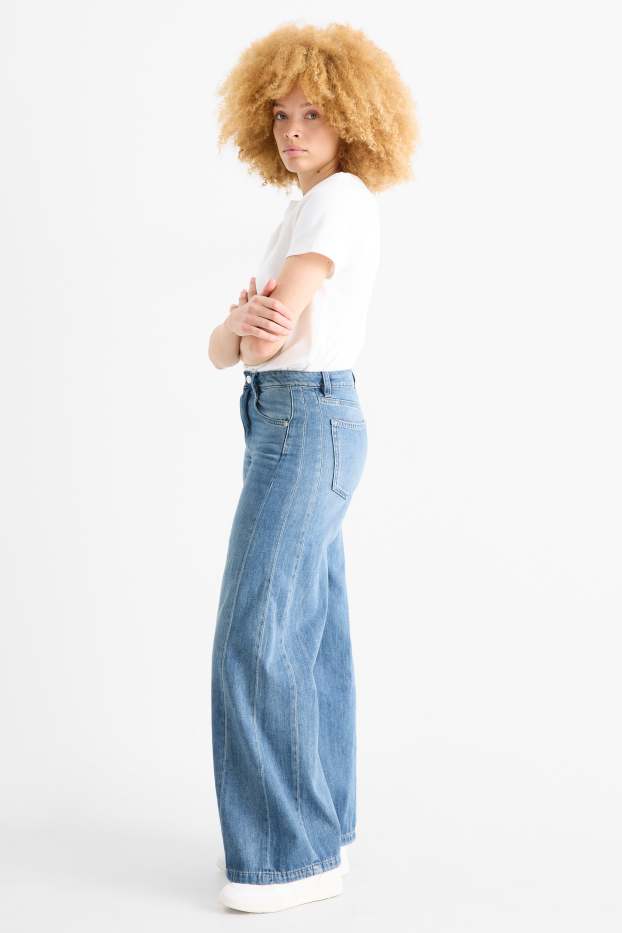 Dames - Wide leg jeans - mid waist - jeanslichtblauw