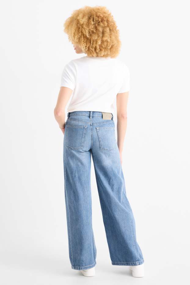 Dames - Wide leg jeans - mid waist - jeanslichtblauw