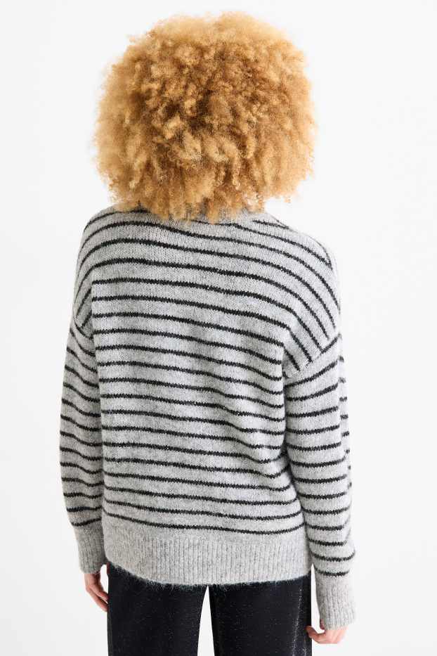 Women - Jumper - striped - gray