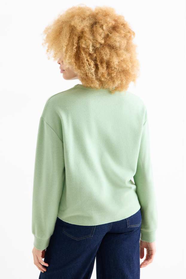 Damen - Sweatshirt - gerippt - hellgrün