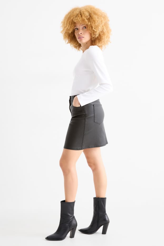 Dames - Minirok - glanzend - zwart