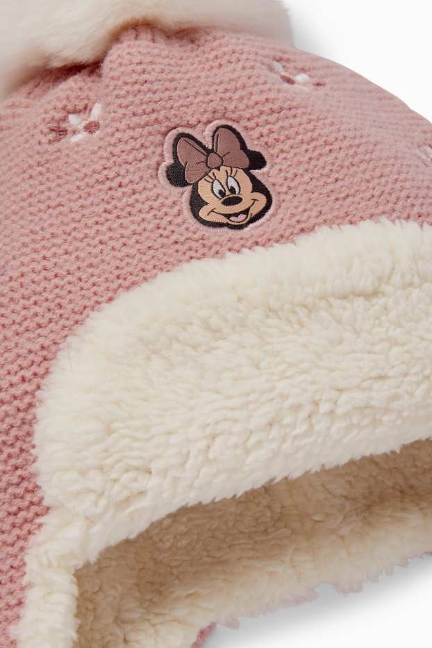 Miminka - dívky - Minnie Mouse - čepice s bambulí pro miminka - růžová