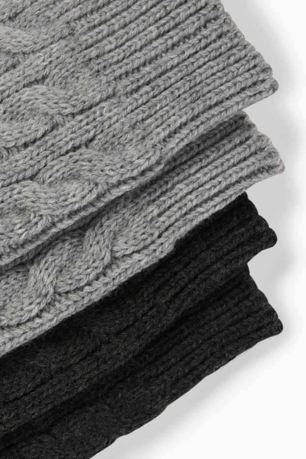 Damen - Multipack 2er - Socken - Zopfmuster - hellgrau