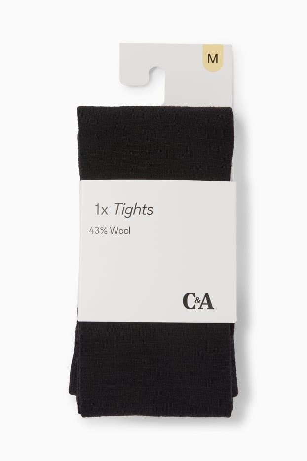 Women - Tights - wool blend - black