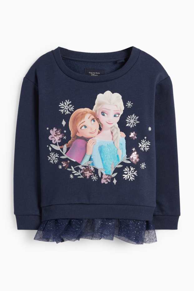 Enfants filles - La Reine des Neiges - sweat - bleu foncé