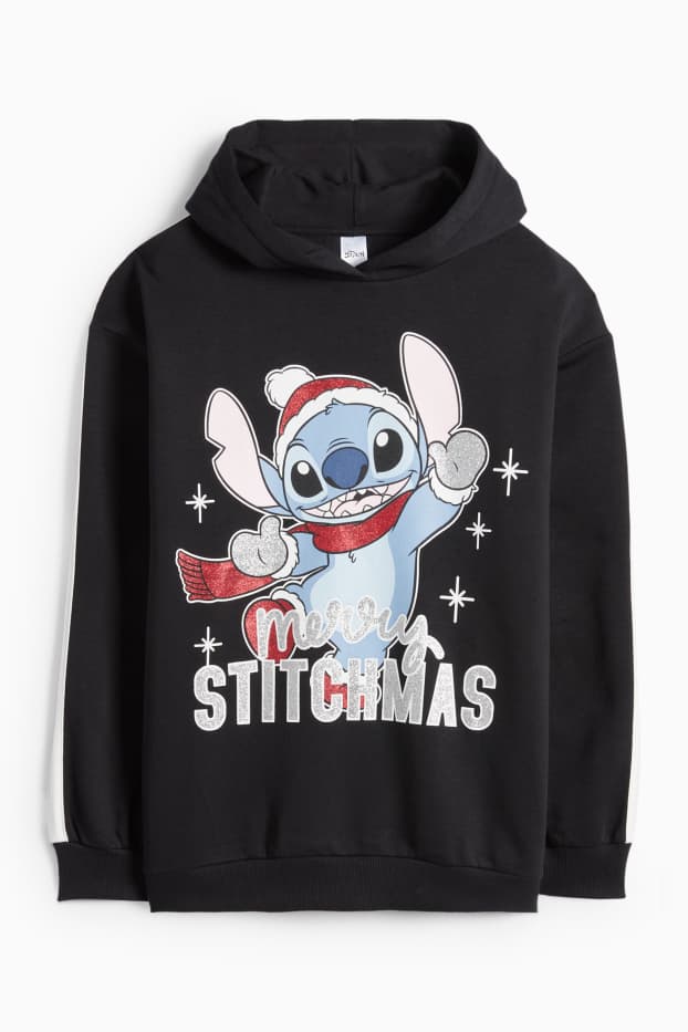 Copii - Fete - Lilo & Stitch - hanorac cu motive de Crăciun - negru