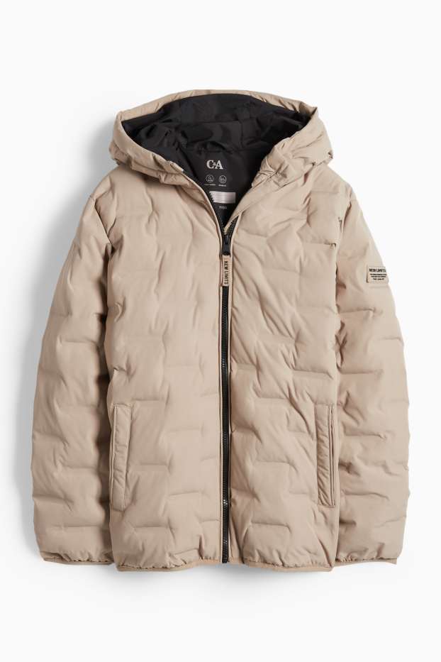 Kinderen: jongens - Jas met stiksels met capuchon - waterafstotend - beige