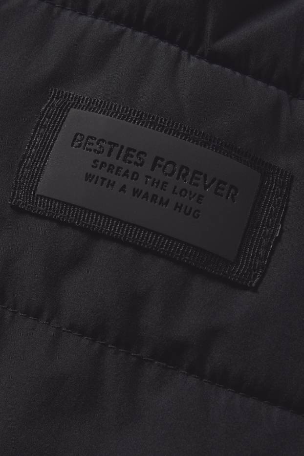 Děti - dívky - Prošívaná bunda s kapucí - z vodoodpudivého materiálu - černá