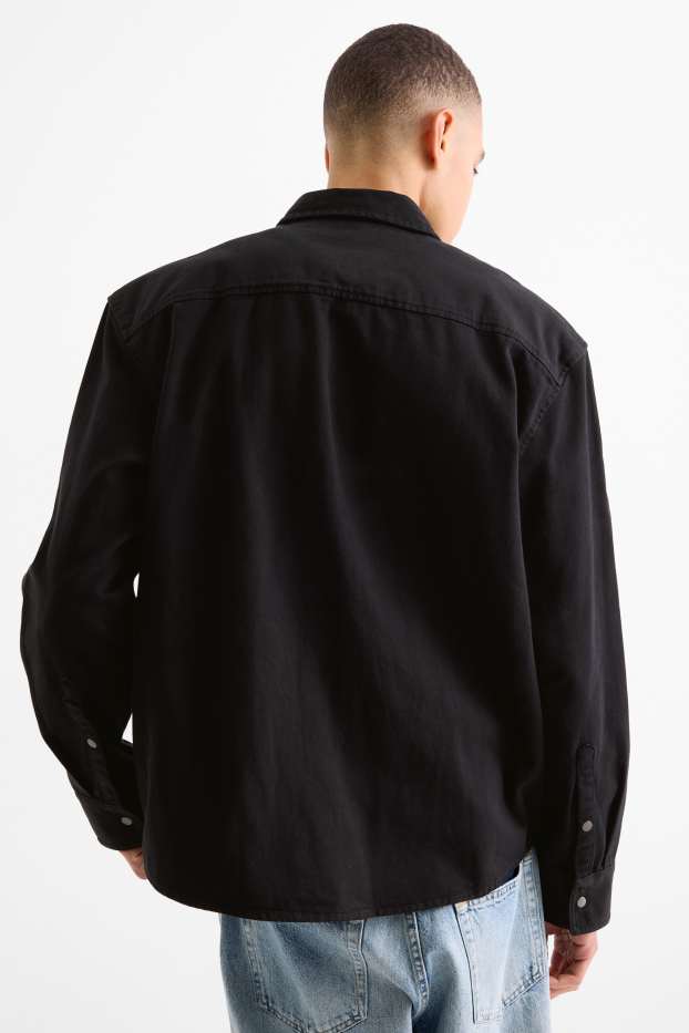 Herren - Jeanshemd - Relaxed Fit - Kent - schwarz