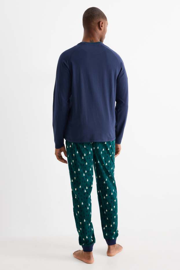 Men - Christmas pyjamas - fir tree - dark blue