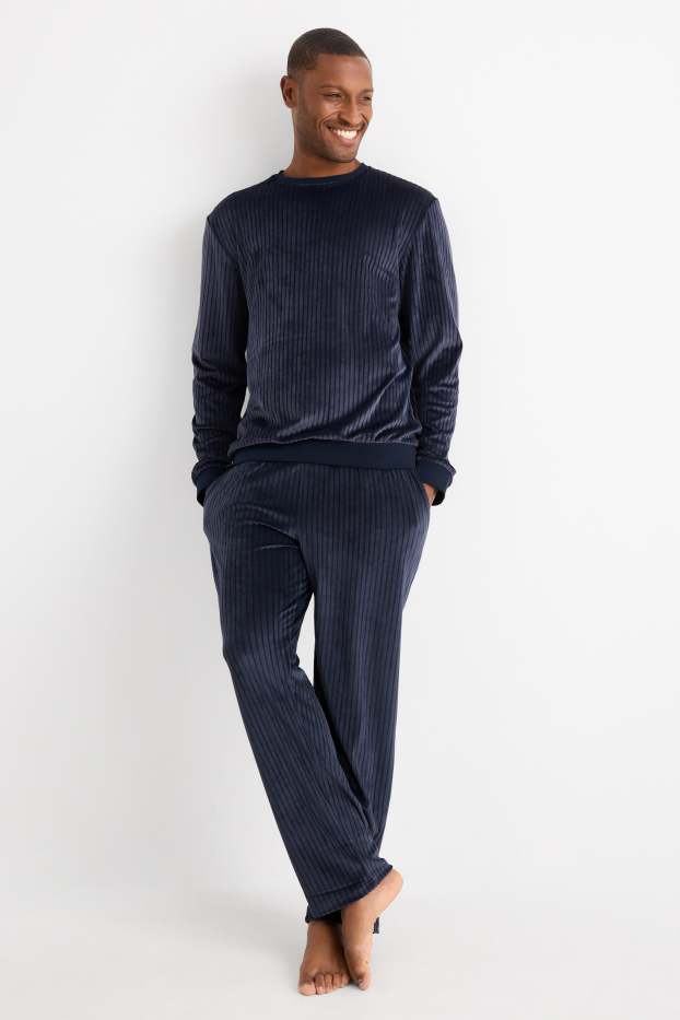 Home - Pijama d’hivern - acanalat - blau fosc