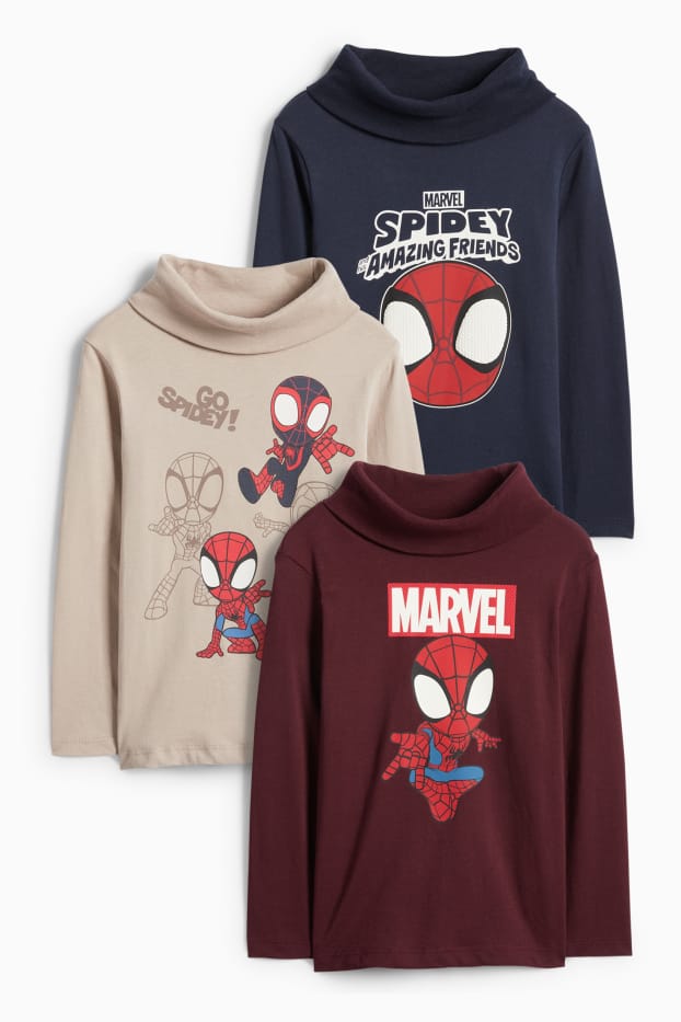Kinder Buben - Multipack 3er - Spidey - Rollkragenshirt - bordeaux