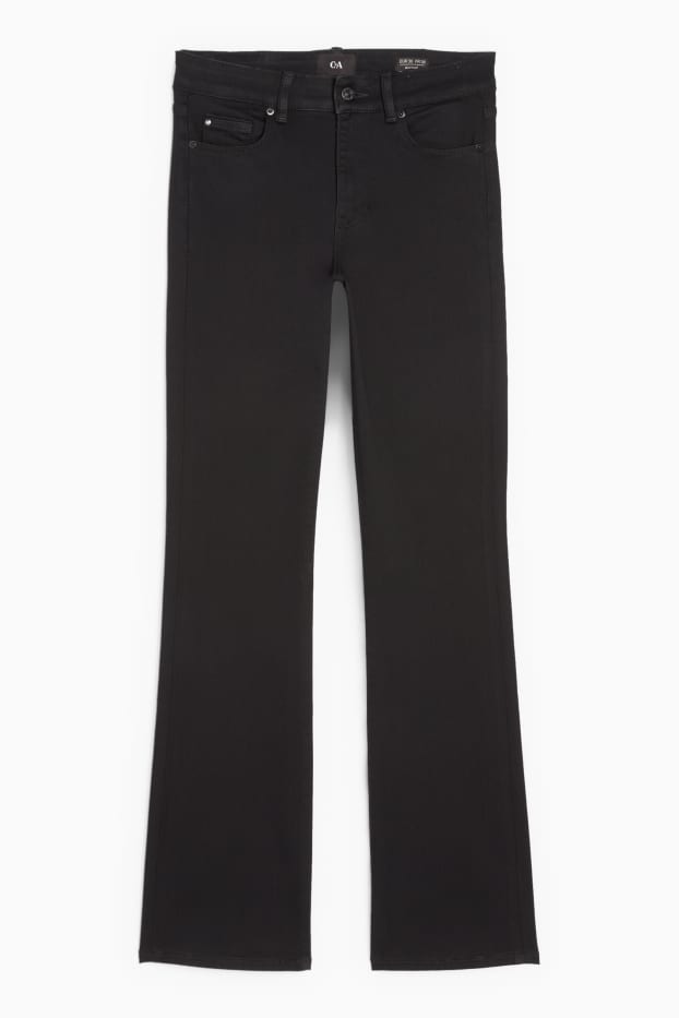 Dames - Bootcut jeans - mid waist - zwart