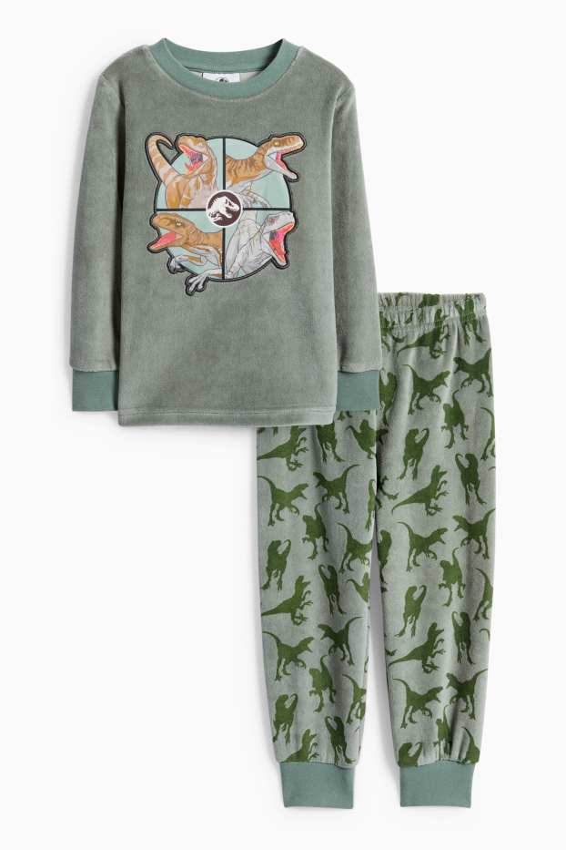 Děti - chlapci - Jurský svět - zimní pyžamo - 2dílné - zelená