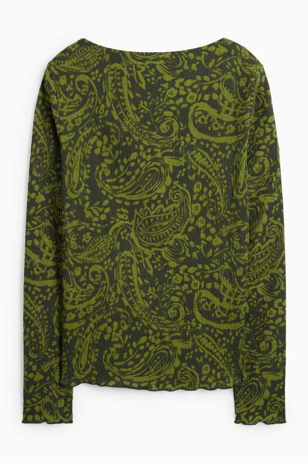 Women - Long sleeve top - regular fit - patterned - green