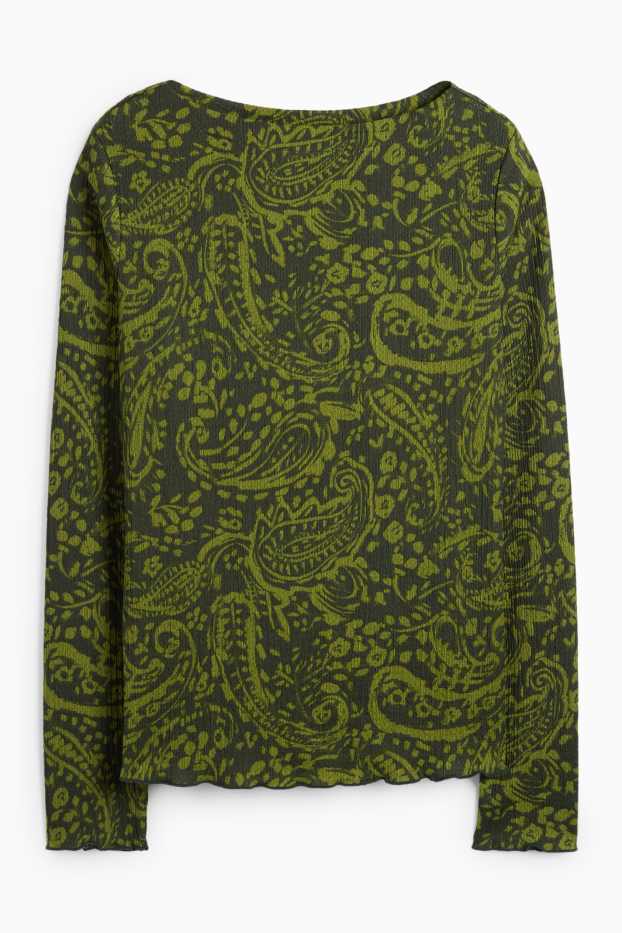 Women - Long sleeve top - regular fit - patterned - green