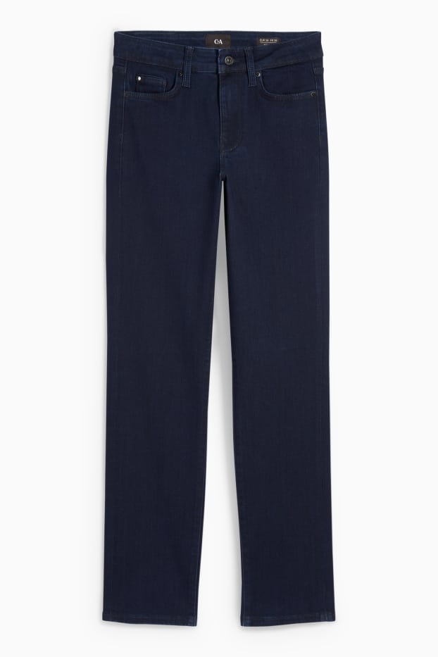 Femei - Straight jeans - talie medie - denim-albastru închis