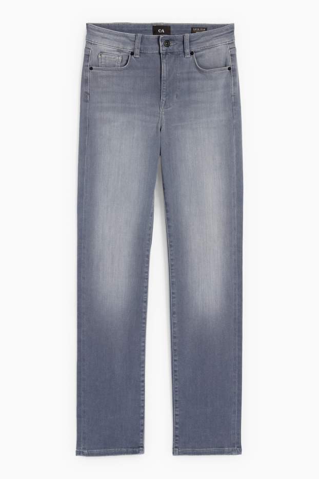 Femei - Straight jeans - talie medie - denim-gri deschis