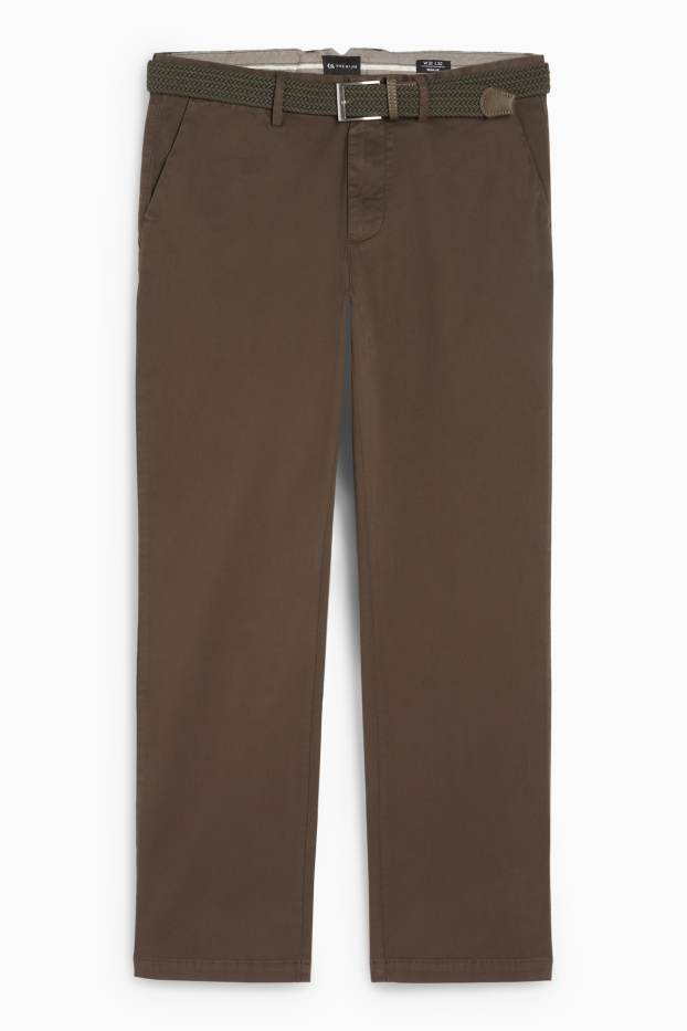 Bărbați - Chino cu curea - regular fit - maro