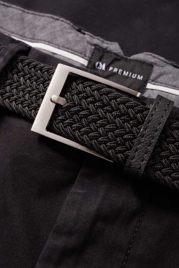 Bărbați - Chino cu curea - regular fit - negru