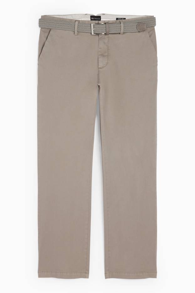 Bărbați - Chino cu curea - regular fit - gri