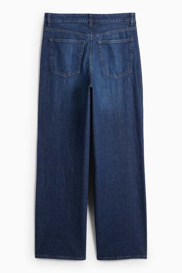 Dames - Wide leg jeans - high waist - jeansblauw
