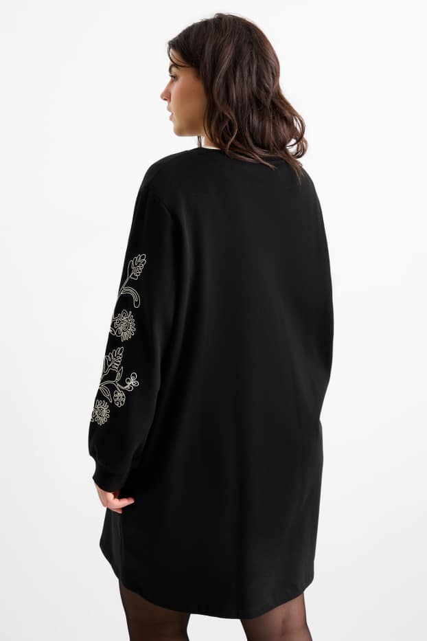 Donna - Vestito in tessuto felpato - straight fit - nero