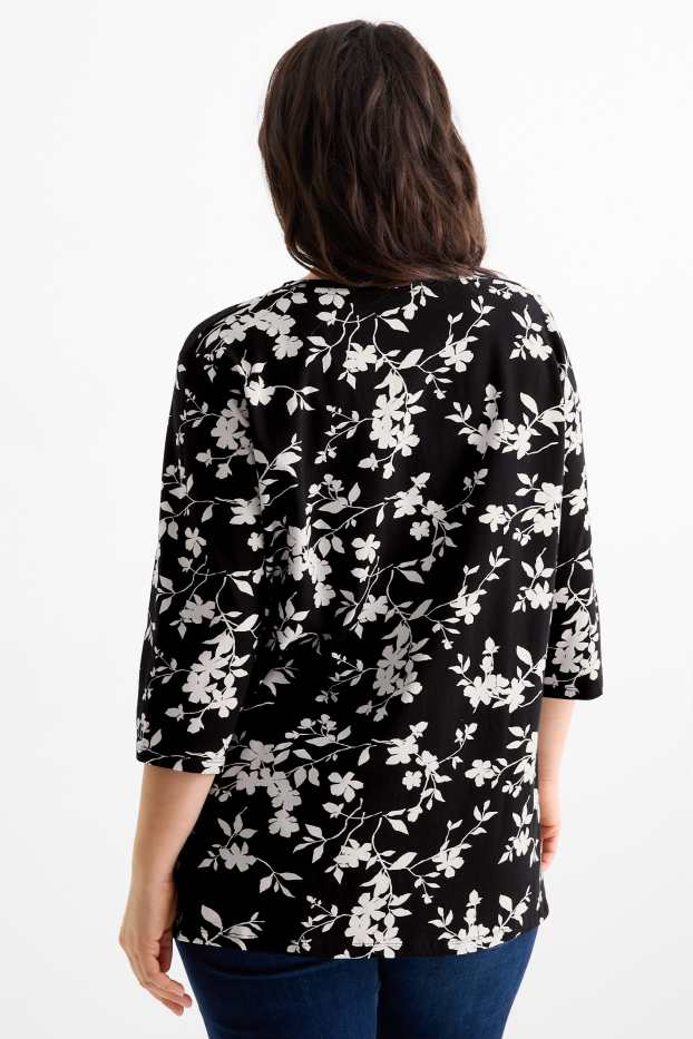 Women - T-shirt - LYCRA® - floral - black / white