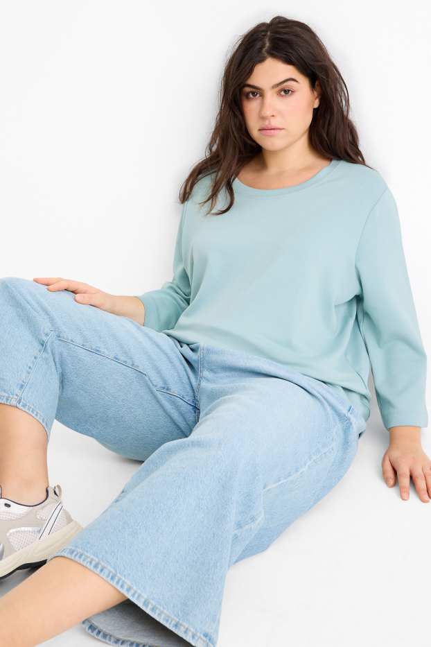 Damen - Langarmshirt - Relaxed Fit - helltürkis