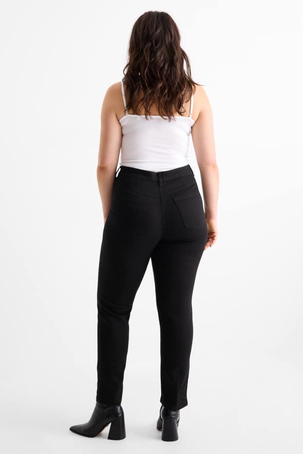 Women - Slim jeans - mid-rise waist - stretch - denim-dark gray