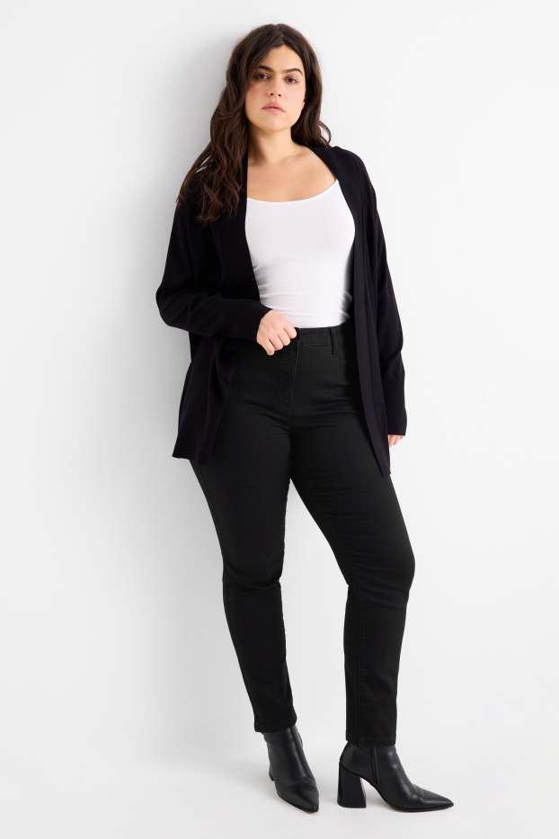 Women - Slim jeans - mid-rise waist - stretch - denim-dark gray