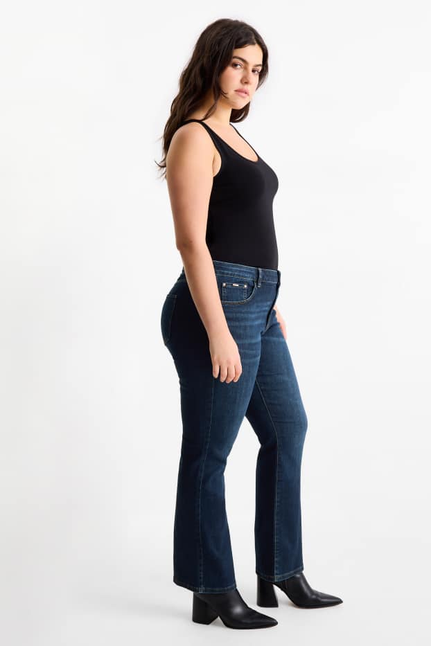 Women - Bootcut jeans - mid-rise waist - denim-dark blue