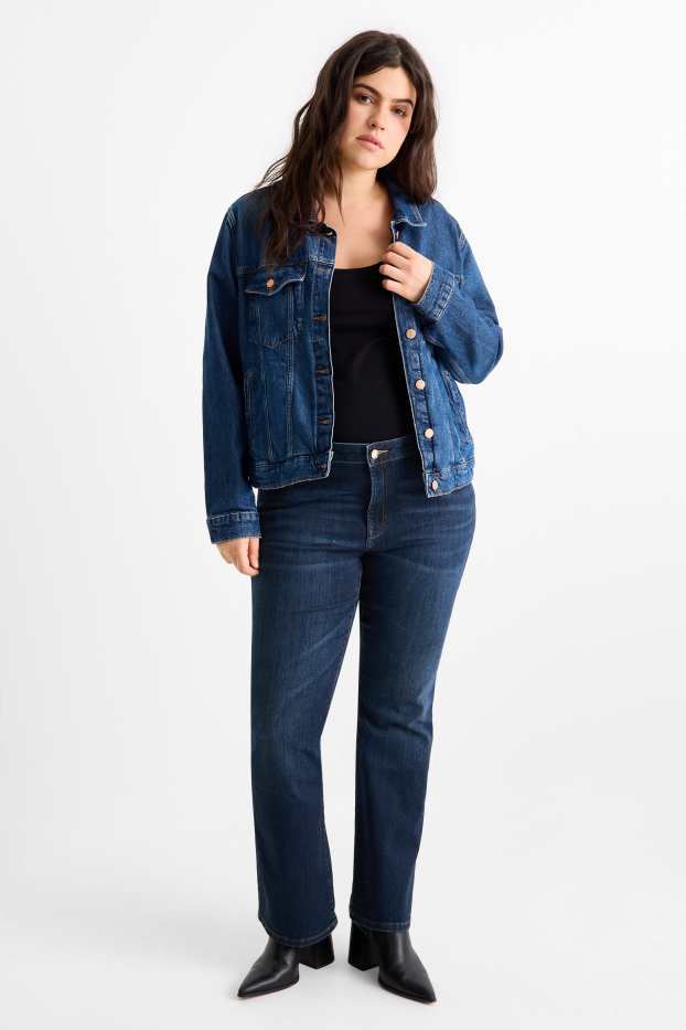 Women - Bootcut jeans - mid-rise waist - denim-dark blue