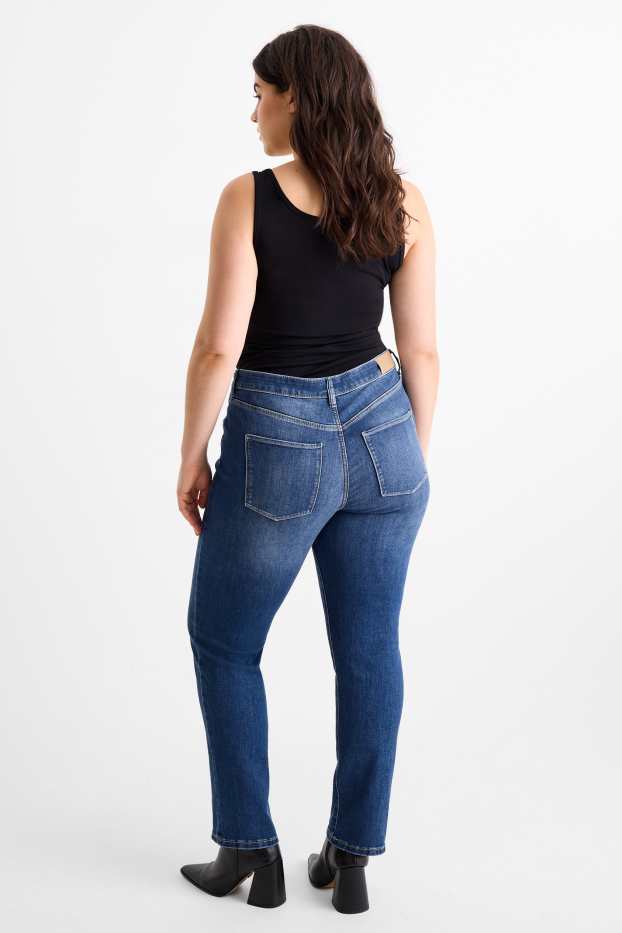 Femei - Straight jeans - talie medie - LYCRA® - denim-albastru