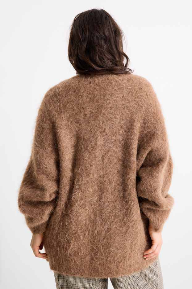 Dames - Vest - mix van alpacawol - bruin