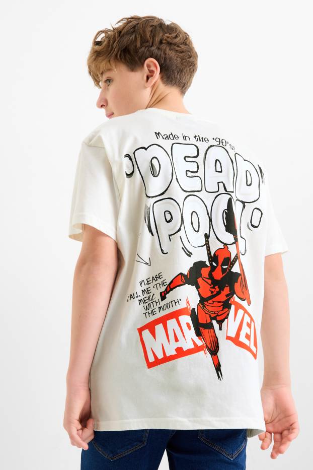 Děti - chlapci - Deadpool - tričko s krátkým rukávem - krémově bílá