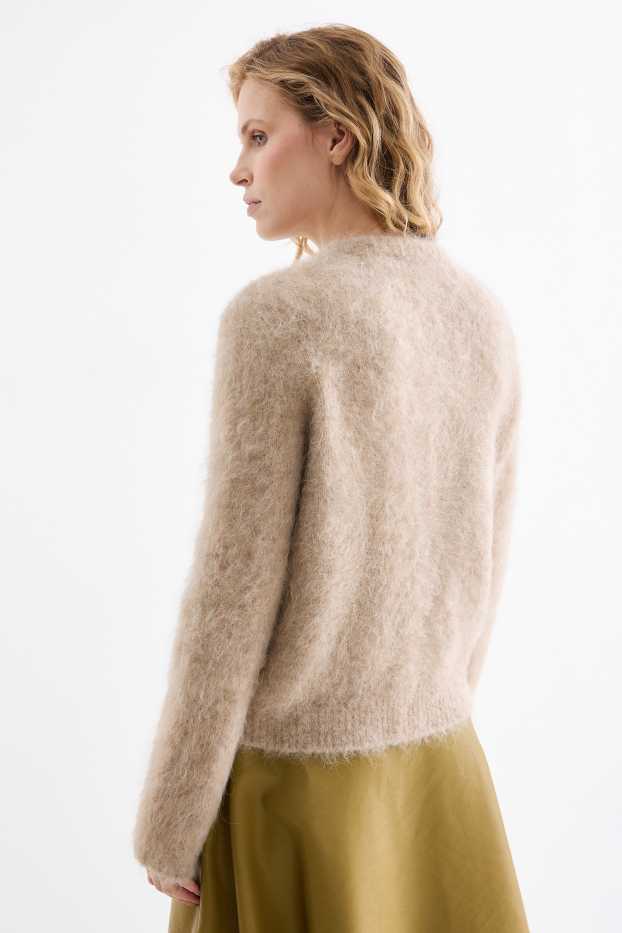 Damen - Strickjacke - Alpaka-Mix - beige