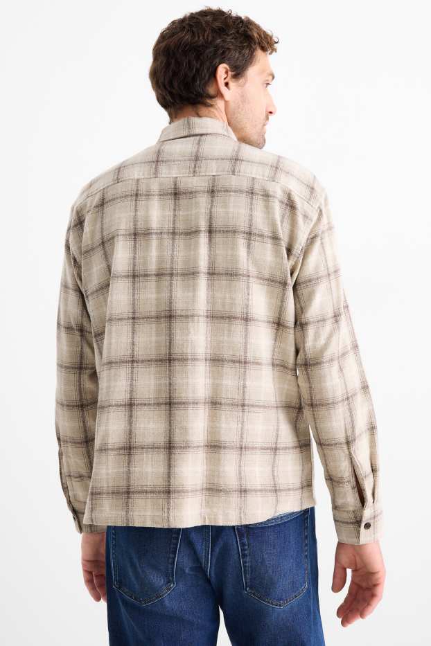 Hombre - Camisa - relaxed fit - Kent - de cuadros - beis