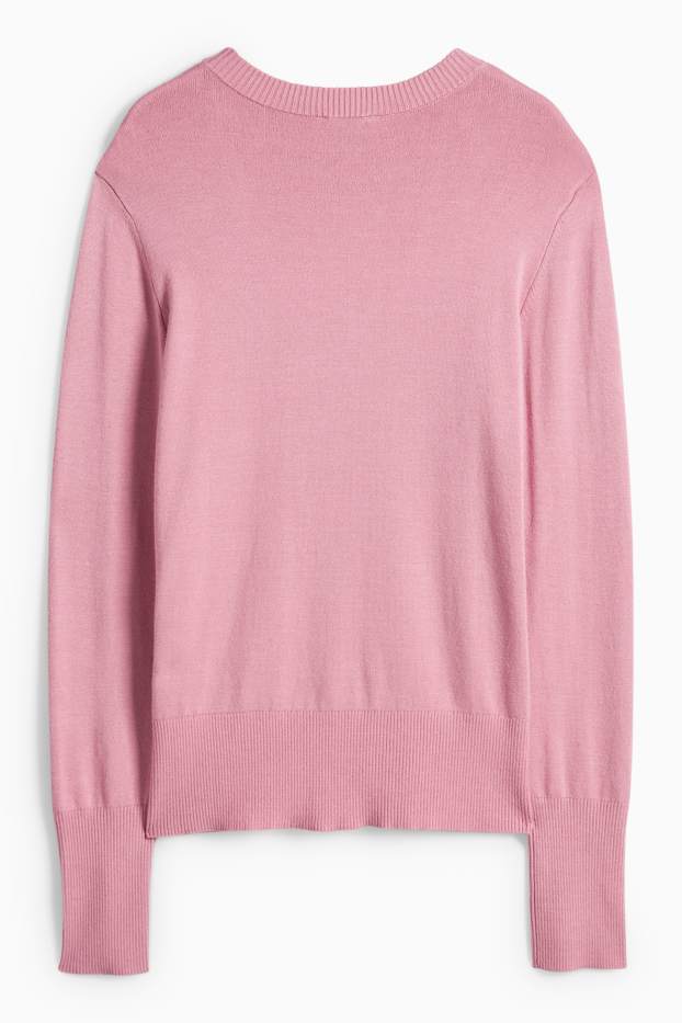 Women - Fine knit jumper - rose